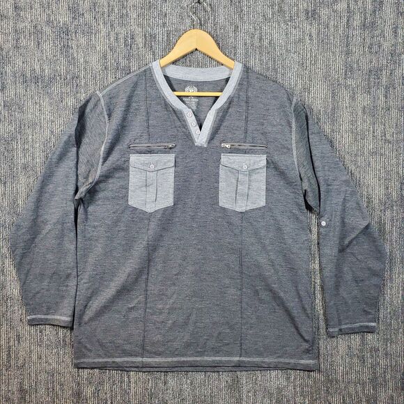 Vintage Phat Farm Men's Shirt Gray w/Pockets Loungewear Long Sleeve Size XXL Y2K - Picture 1 of 10